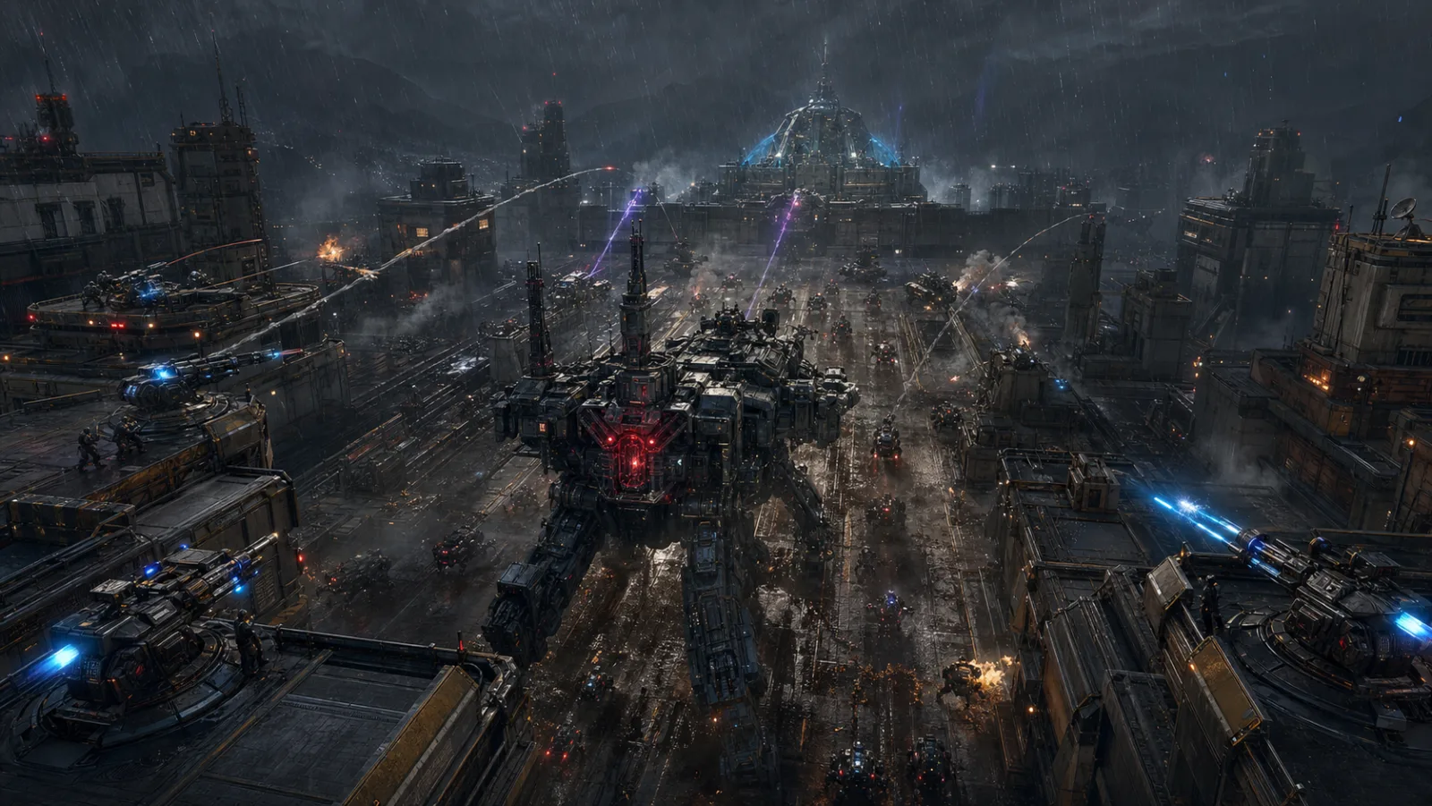 The Wave 42 Command Engine, a massive multi-phase machine platform, breaching the final district.